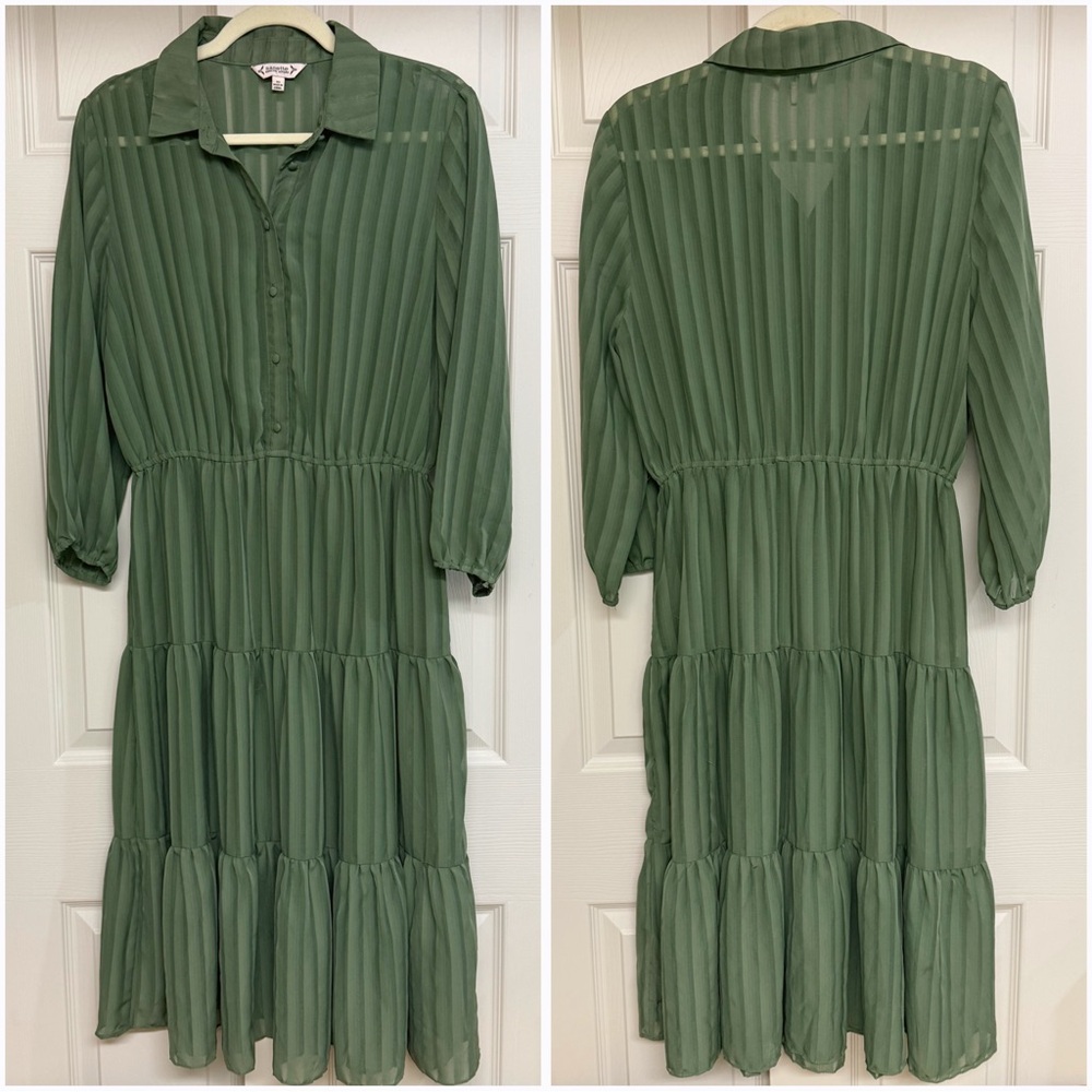 NANETTE LEPORE pleated sheer shirt dress